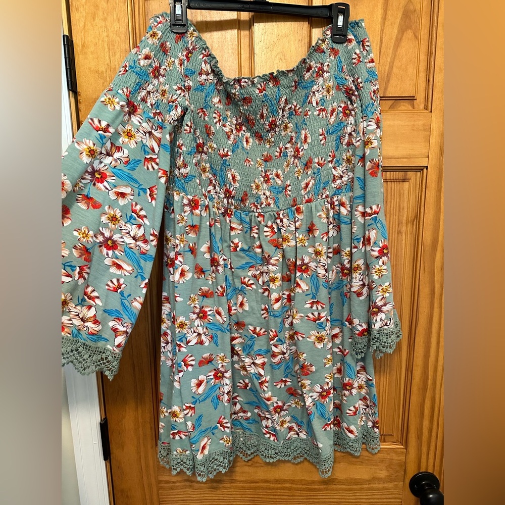 Xhilaration Red and Blue Ruffled Mini Dress